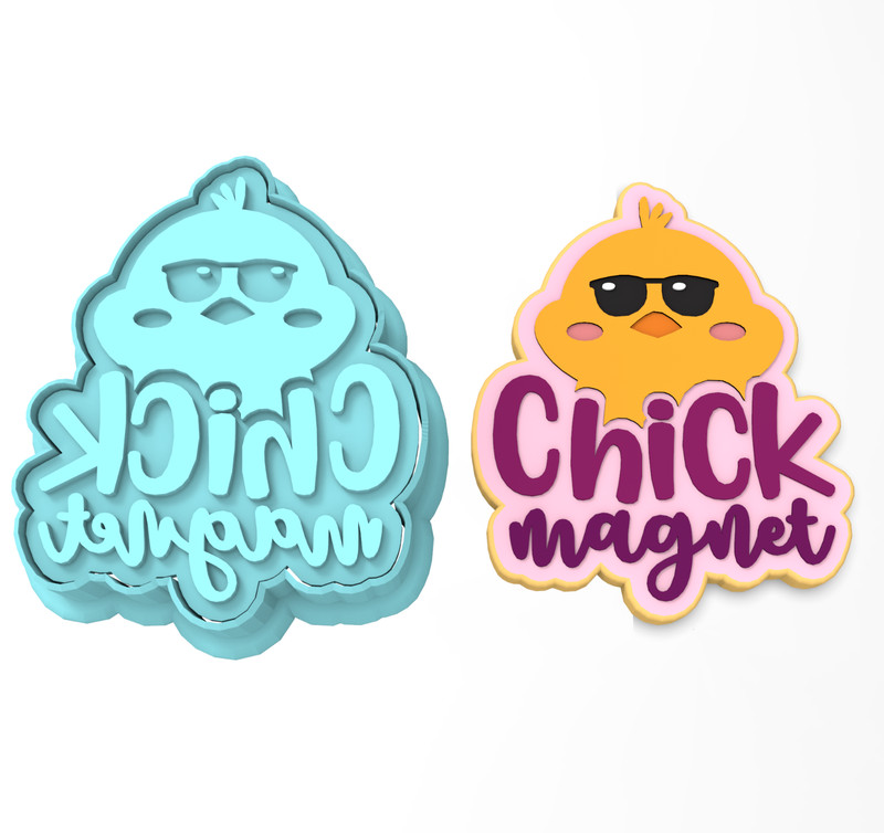 Chick Magnet Cookie Cutter & Stamp #1 | Spring Easter Chicken Chicks Egg Bird