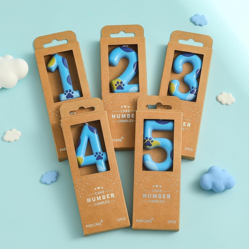 2.76 Inch Number 2 Cartoon Dog Birthday Candles, Blue Dog Number Candles, Cake gallery