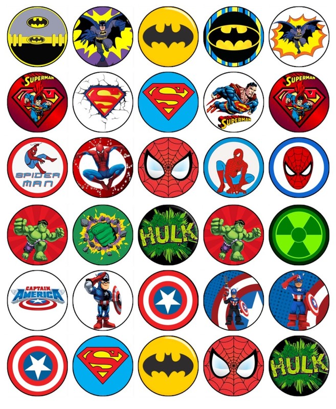 *Superhero Party Edible Wafer Cupcake Toppers – Avengers Theme Cake Decorations