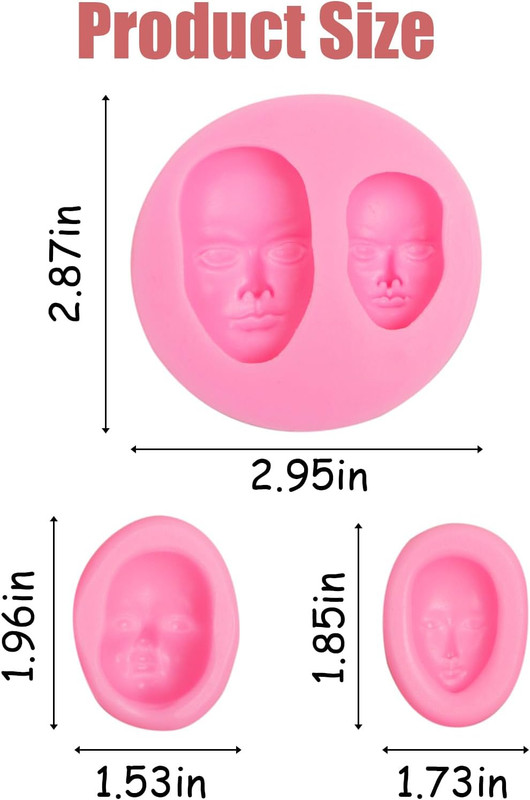 Human Face Silicone Mold 4 Pcs, Face Chocolate Fondant Mold for Cake Decoration gallery