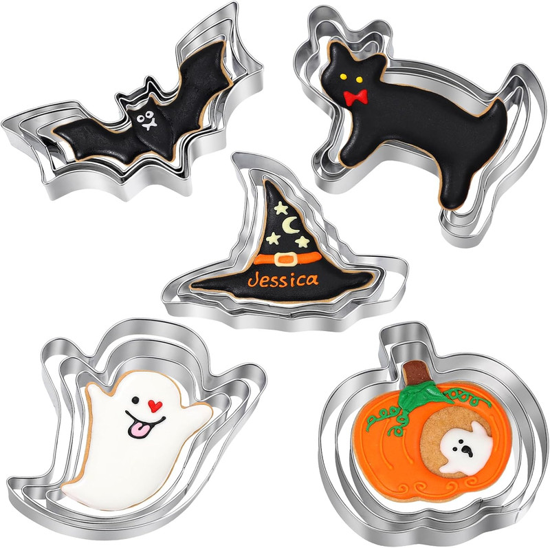 Halloween Cookie Cutters Set - 15 Pcs Stainless Steel Holiday Cookie Cutter with gallery