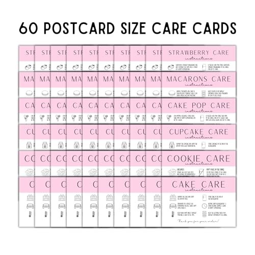 Bakery Care Instruction Cards 60pk 10 pcs Each Design 4x6” Cupcakes, gallery
