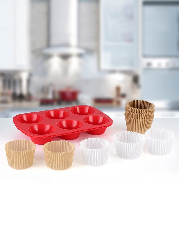 200 Count Jumbo Cupcake Liners Greaseproof Paper Muffin Baking Cups Natural gallery
