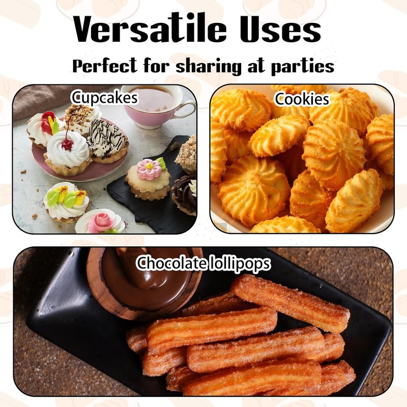3Pcs Large Churro Piping Tips & Bags Set Stainless Steel 9FT Pastry Tip W/ 20Pcs gallery