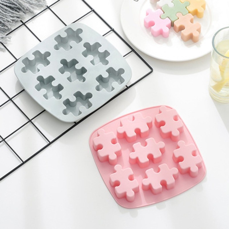 Reusable Puzzle Ice Cube Tray Silicone Baking Mold Assorted Colors for Kitchen gallery
