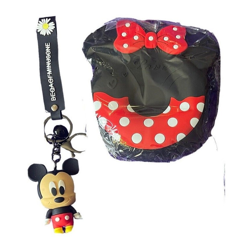 Mickey Minnie Mouse Bundle Key Chain Mini Bag Purse New