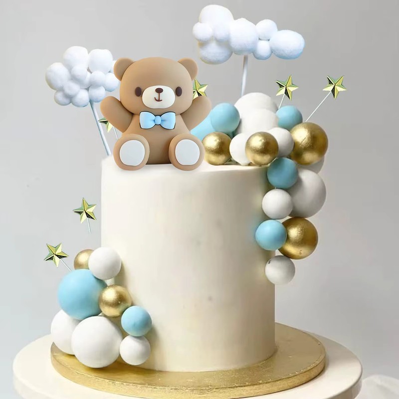 33PCS Bear Cake Toppers Balls Cake Decorations with Stars Clouds Cake gallery