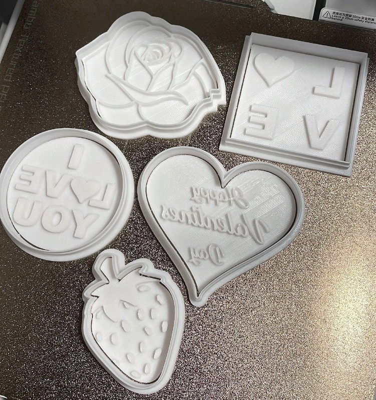 Valentines Day Cookie Cutters Stamps 10 Piece Kit Shape Press Design 3D Printed gallery