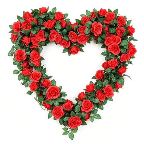 4 Pack Fake Rose Vine Flowers Plants 32.2 FT Artificial Flower Hanging Rose gallery