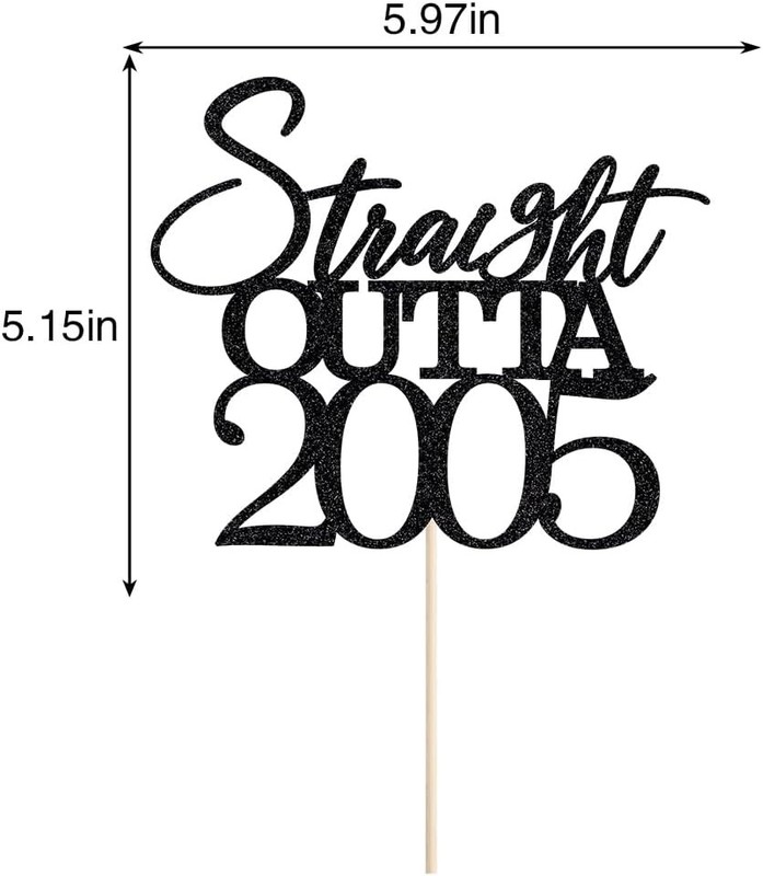 Straight Outta 2005 Cake Topper - Black Glitter Happy 21st Birthday Party Cake gallery