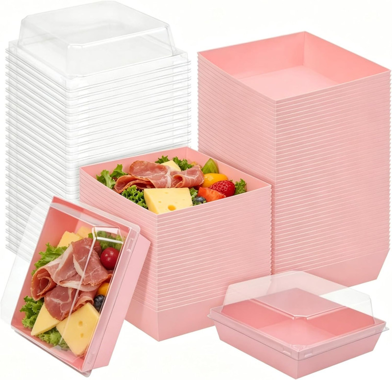 Charcuterie Boxes with Clear Lids, 5.32 X 4.92 X 2.36 Inch Dessert Boxes, Square