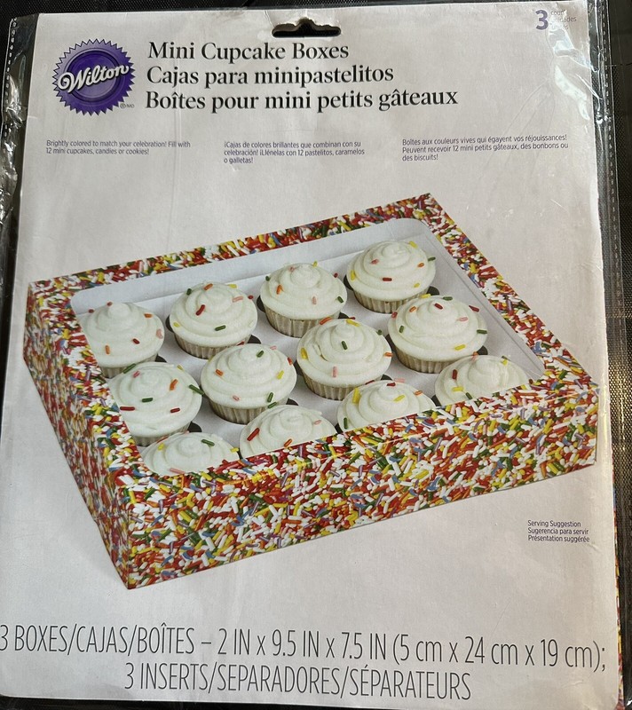 Wilton Three Brightly Colored 12 Mini Cupcake Boxes New