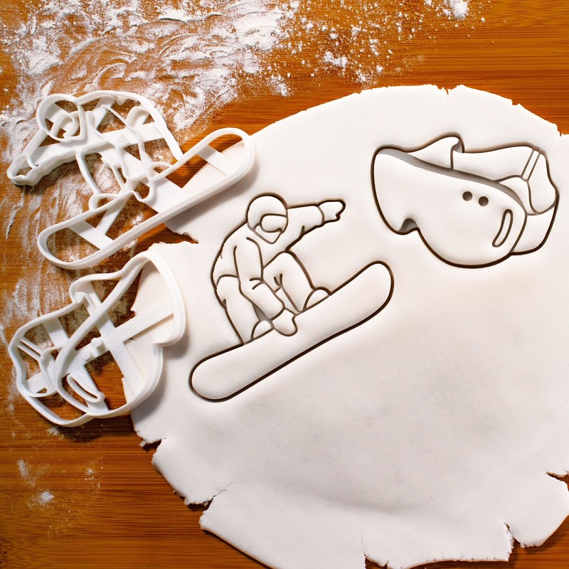 Snowboarder & Snowboard Goggles Cookie Cutters Set – winter sports snowboarding