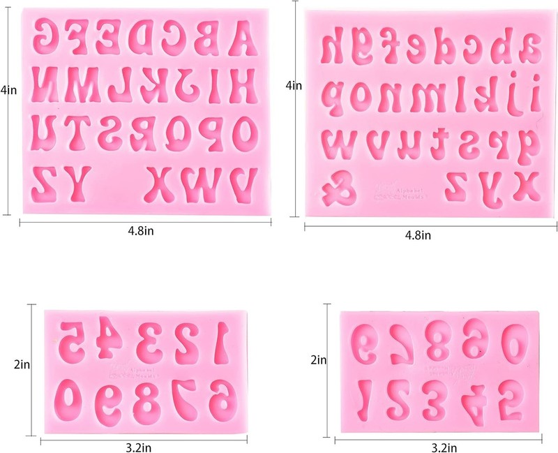 Letters Molds and Numbers Molds Silicone Fondant Chocolate Cake Decor 4pcs gallery