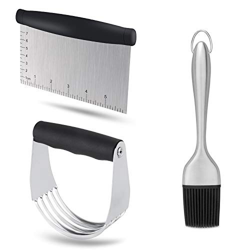 Stainless Steel Dough Blender Set - Pastry Cutter, Scraper & Brush for Baking gallery