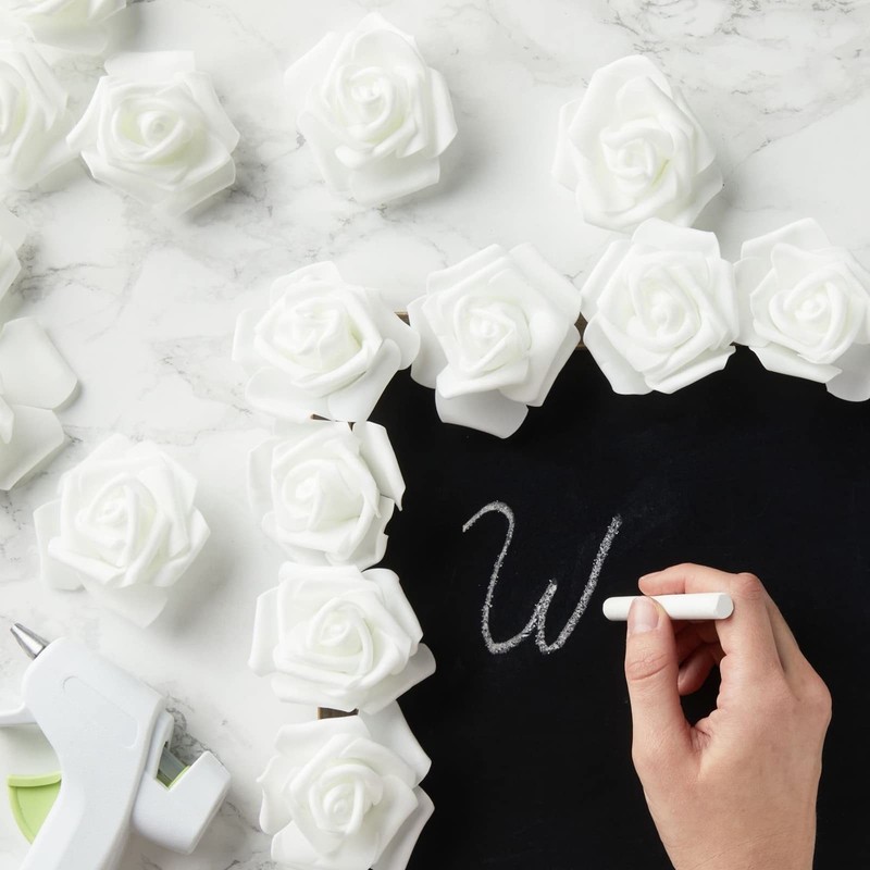 Juvale White Flowers Artificial Roses - 100-pack, gallery