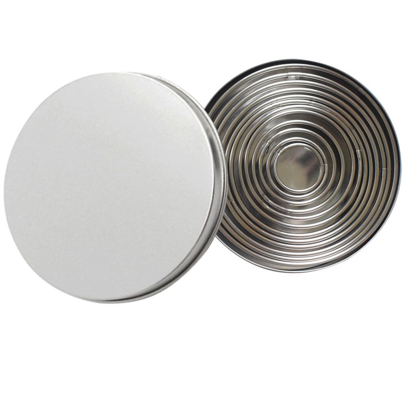 12PCS Stainless Steel Round Donut Cookie Biscuit Cutter Baking Mold with Tin Box gallery
