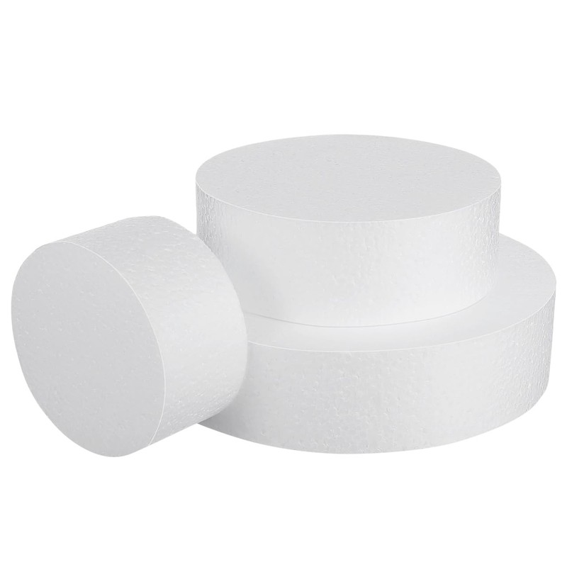 Round Foam Cake Dummy 4 Inch Lightweight Cake Model for Fondant Decoration an…