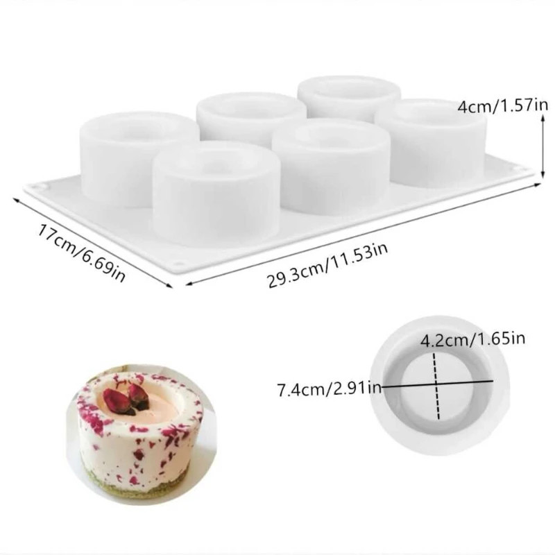 Reusable 6 Cavity Cylinder Mousse Cake Mold Chocolate Mold Kitchen Baking Tools gallery