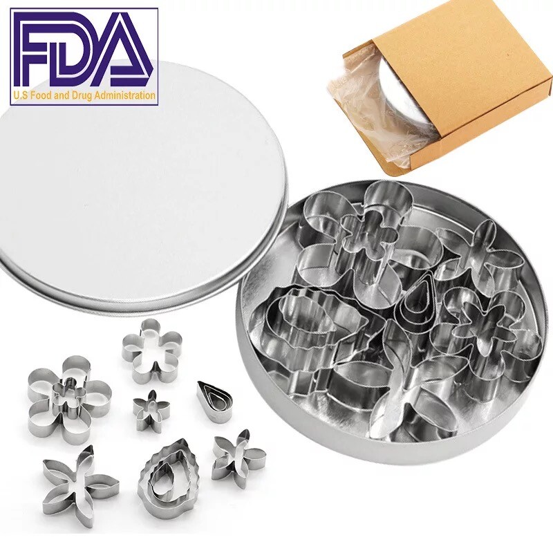 Stainless Steal Mini Flower Cutters Tin Set Cookie Fondant Polymer Clay Craft