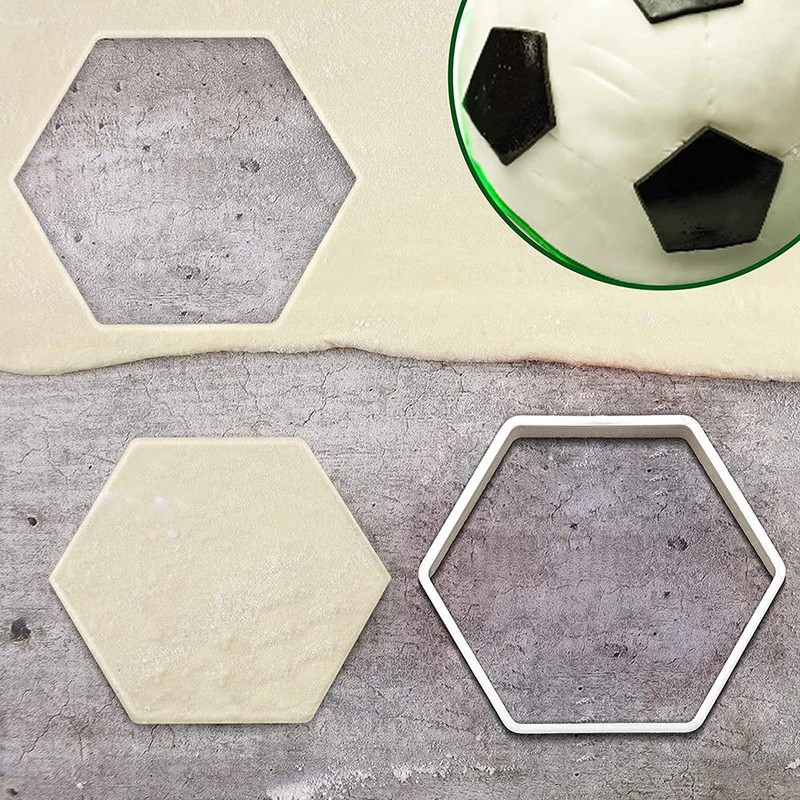 Football Pattern Cookie Cutters Football Cake Fondant Hexagon for Kitchen8790 gallery