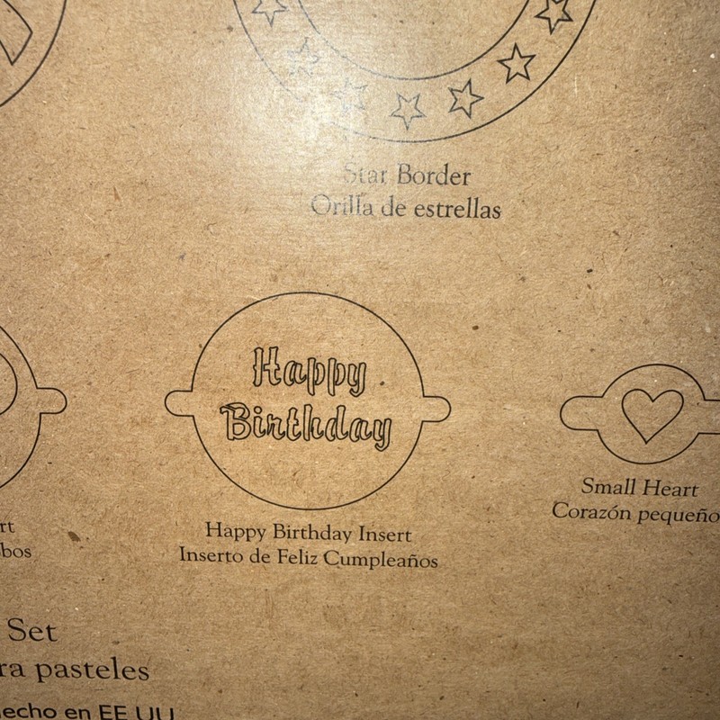 Pampered Chef #1535 Cake Stencil Set of 7 Patterns Balloons Borders Star Heart gallery