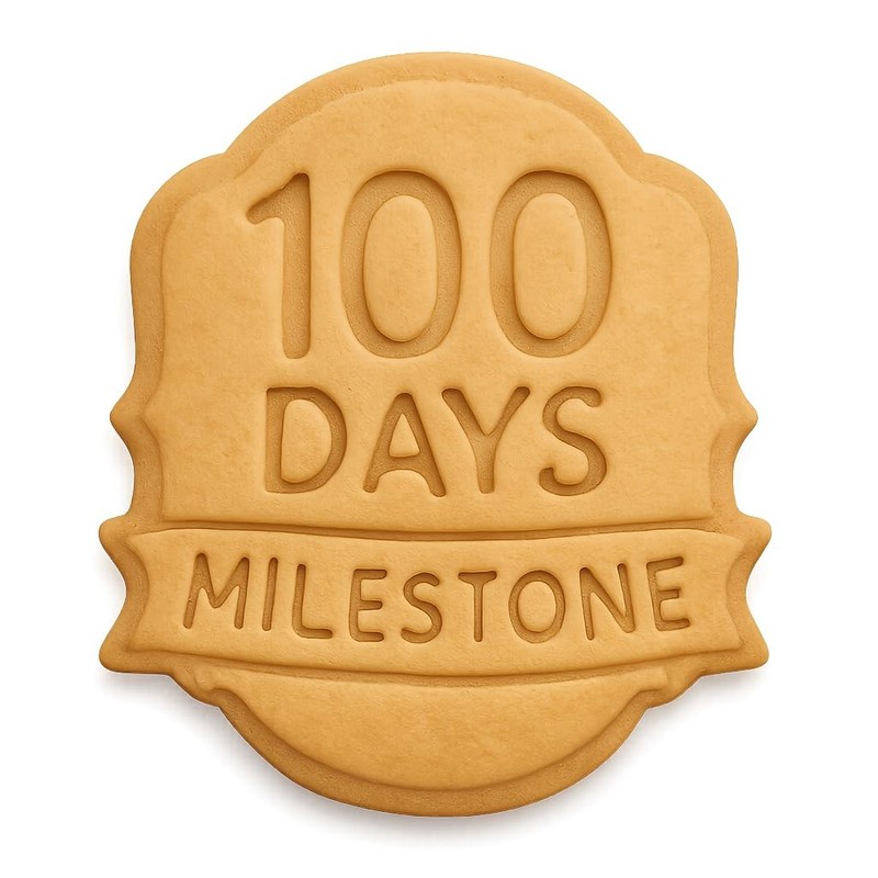 100-Day Milestone Banner Cookie Cutter & Stamp, Fondant & Clay – 4×3.8