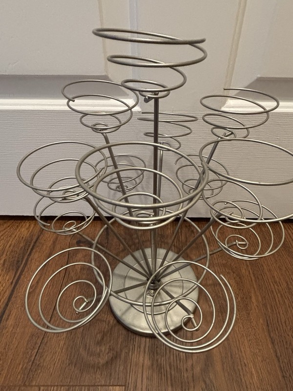 3-Tier Metal Cupcake Stand/Holder, Silver Round Matte Finish Contemporary gallery