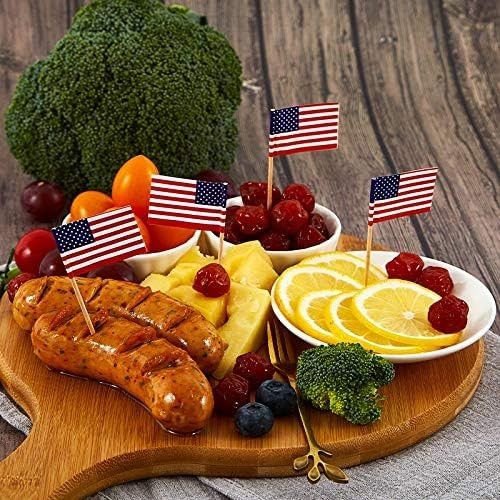 CYPS 100 Pcs American Flag US Toothpick Flags, Small Mini Stick Cupcake Toppers gallery