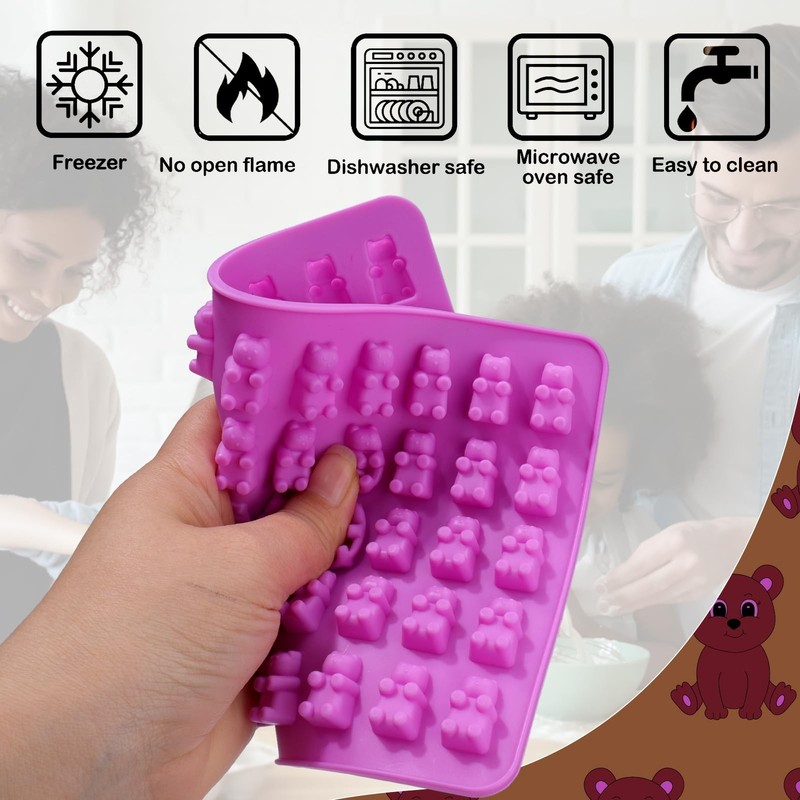 4Pcs Gummy Bear Mold Silicone, Fruit Snack Molds, Gummies Trays Molds with Dr... gallery
