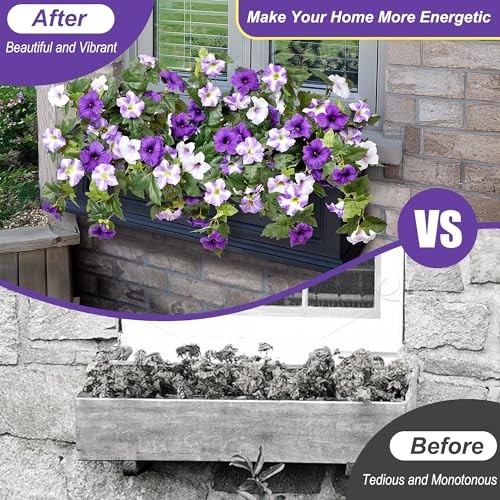 Artificial Fake Flowers Plants for Outdoor Decoration, 2PCS 2 Pcs Purple White gallery