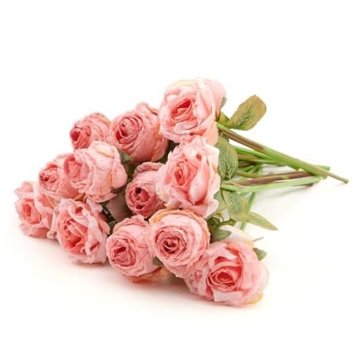 Rose Artificial Flower 12pcs Realistic Faux Silk Roses Fake A 12pcs Pink Rose gallery
