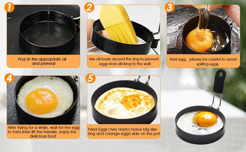 Yevior 6 Pack Eggs Ring,3 Size Cooker Rings For Frying Shaping Cooking gallery