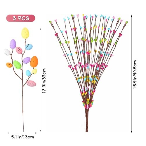39Pcs Easter Decorations Artificial Easter Spray Vine with Pastel Eggs and gallery