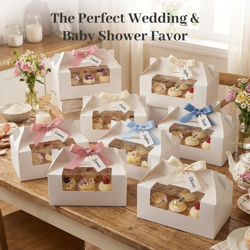 8 PCS White Cupcake Boxes 6Count Containers With Window 9.3x6x3.5 Inch gallery
