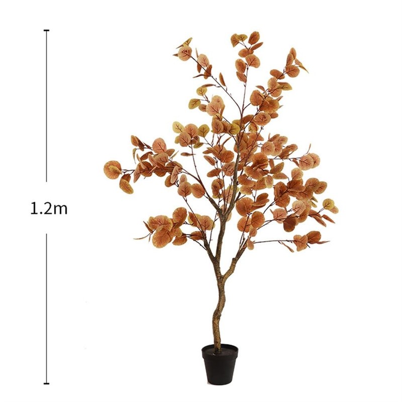 Curtainboro 1Pc 4Ft Artificial Fall Eucalyptus Tree Faux Silk Eucalyptus Plant gallery