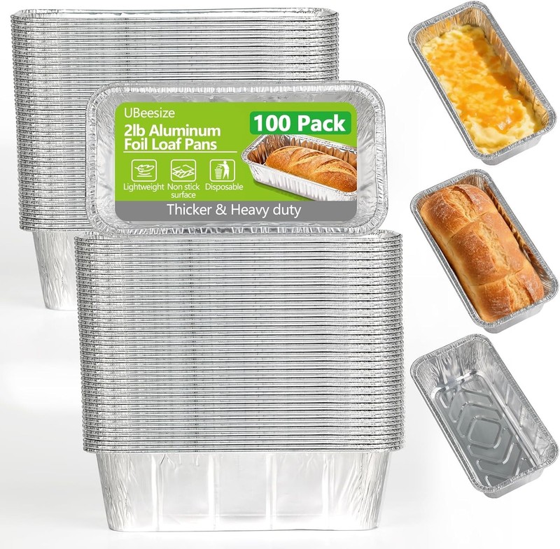 2Lb Thier & Heavy Duty Disposable Aluminum Loaf Pans, 100 Pa
