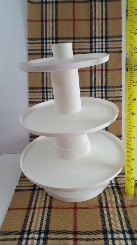 Wilton 3 Tier Desert Tower Cupcake Brownie Fruit Stand #307-705 13" White Shower gallery