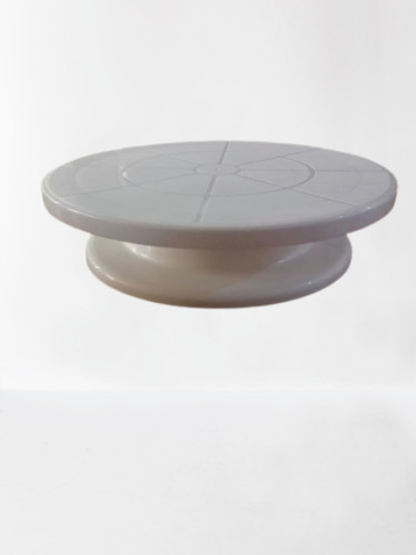 28cm White Turning Table Cake Making Tool Stand Finishing 360 Degree Rotation gallery