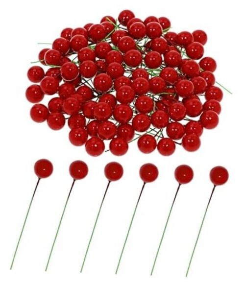 PENTA ANGEL Holly Berries 100Pcs Mini Christmas Artificial Holly 1cm Red gallery