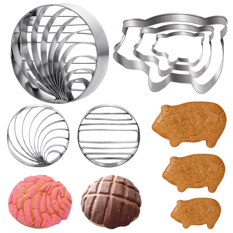 Concha Cutter Mexican Bread Mold With 3 Sizes Pig Cookie Cutter Set,Concha St…