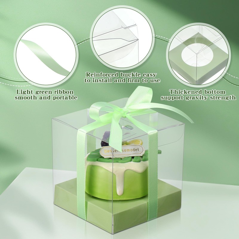 50 Pcs Clear Cupcake Boxes Individual 3.5 Inch Plastic Single Cupcake Contain... gallery