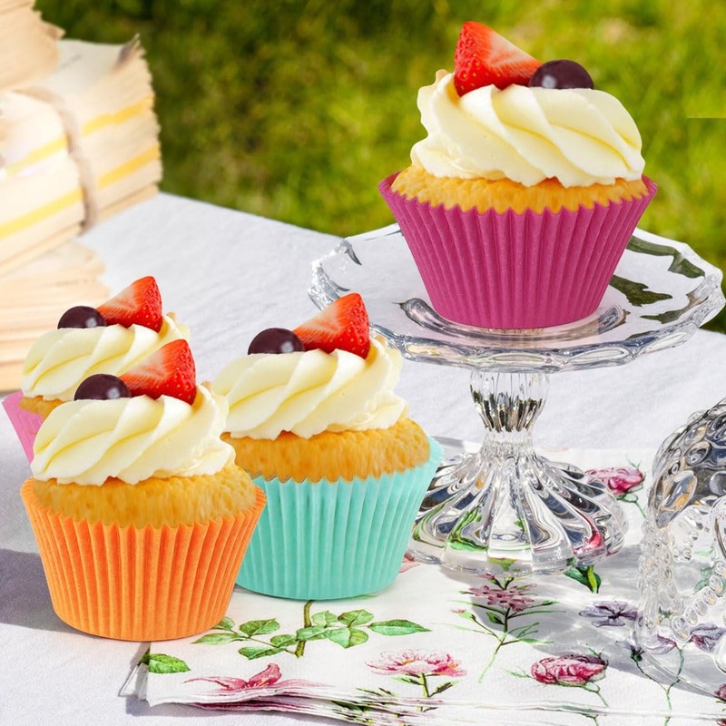 Bright Rainbow Jumbo Cupcake Liners Extra Large Muffin Baking Cups 300-C gallery