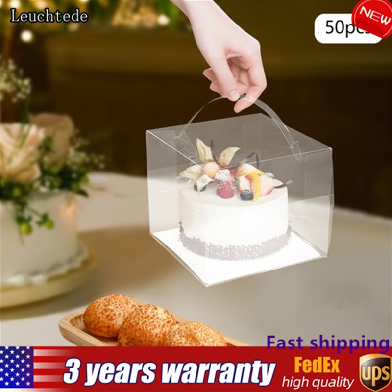 50Pcs Clear Cake Box Cake Display Boxes Cake Display Boxes 5.91*5.91*5.12 in