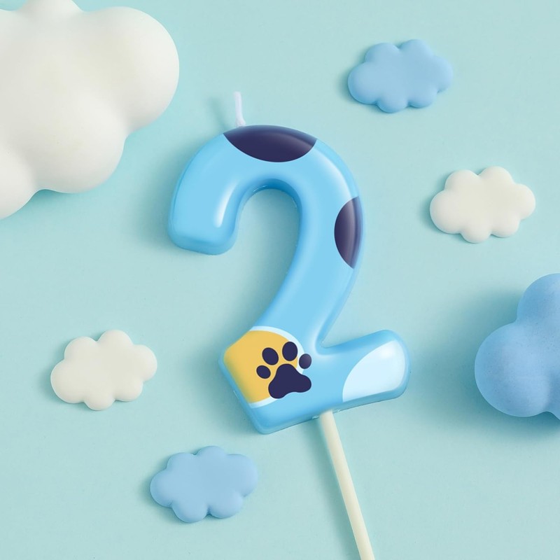 2.76 Inch Number 2 Cartoon Dog Birthday Candles, Blue Dog Number Candles, Cake gallery