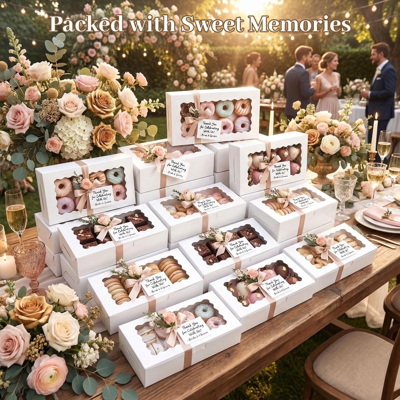 30PCS Cookie Boxes,12x5.5x2.6Inches White Bakery Boxes with Window Cupcake Co... gallery