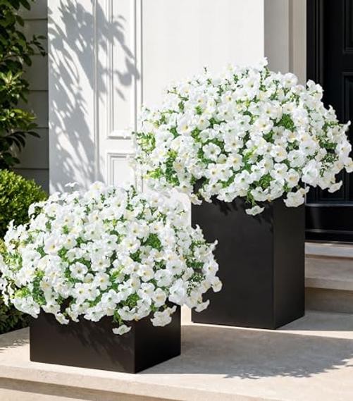Artificial Flowers for Outdoors Decoration, 20 Bundles Faux Morning Glory White gallery