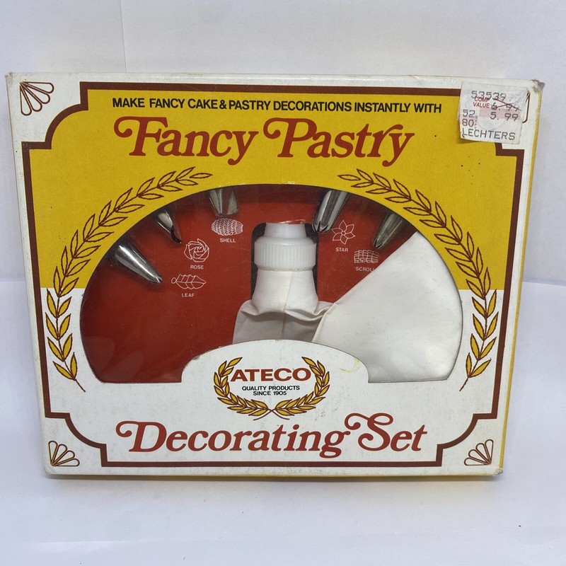 🎀ATECO Vintage Fancy Pastry Cake Decorating 6pc Basic Designs Set NEW IN BOX!!!