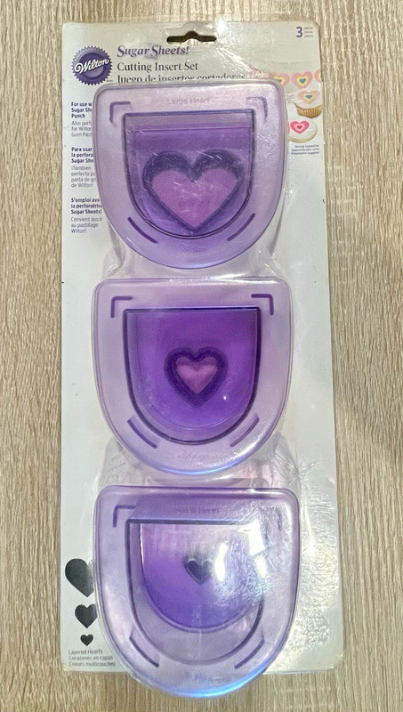 Wilton Sugar Sheets! Cutting Insert Set Layered Hearts 3pc Cutter Purple
