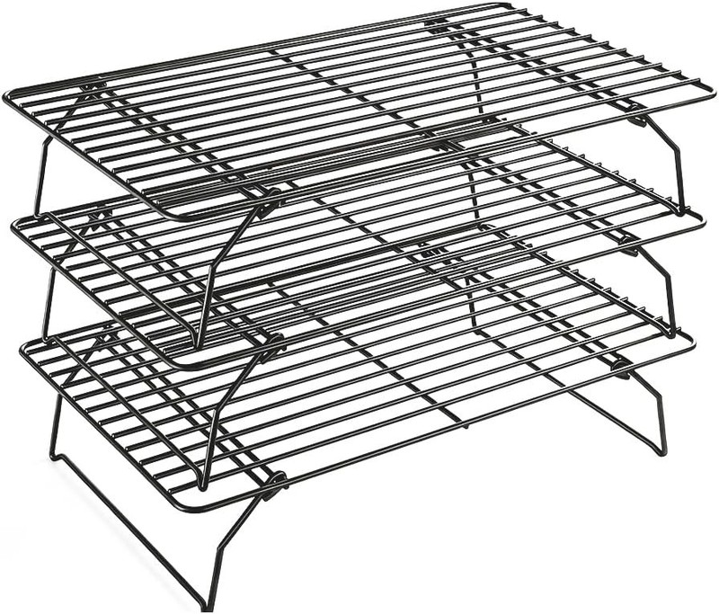 3-Tier Stackable Cooling Rack – 15.8″x10″ Heavy Duty with Legs,Collapsible &